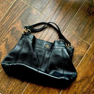 Coach shoulder bag, black leather.